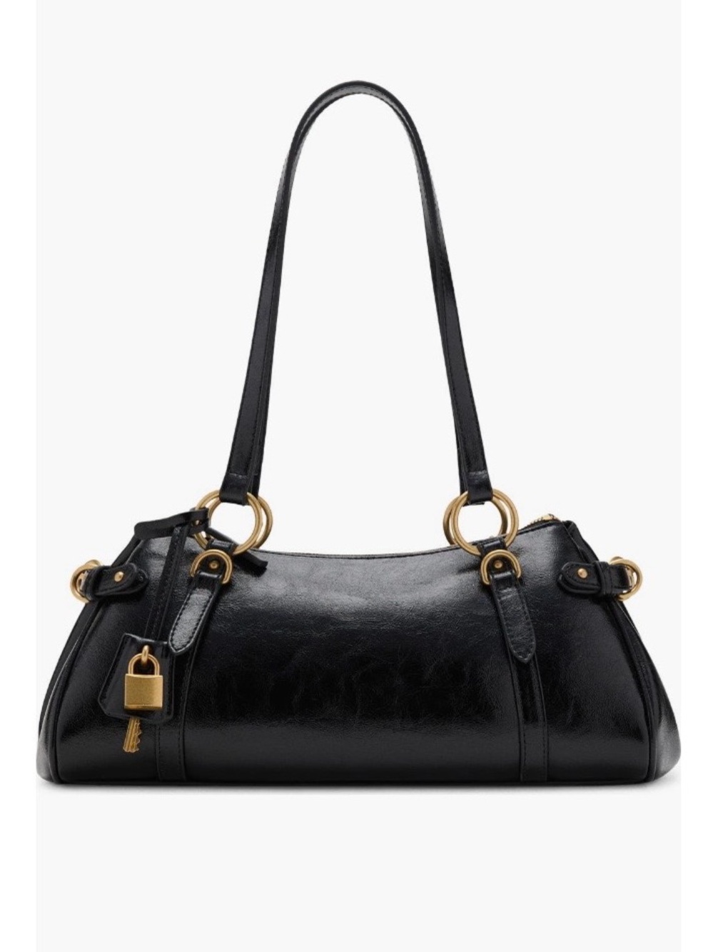 💋 NWT 💋Mango Faux Leather Bowling Shoulder Bag with Charm